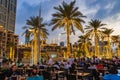 Restaurant seating Dubai fountain promenade UAE