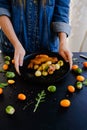 Restaurant serving chicken leg dish Royalty Free Stock Photo