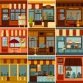 Restaurant And Shop Facades Set