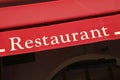 French restaurant sign canopy Paris France Royalty Free Stock Photo