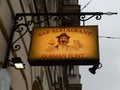 Restaurant sign on the street of Prague. Royalty Free Stock Photo