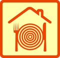 Restaurant sign with utensil