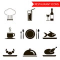 Restaurant sihouette icons set vector Royalty Free Stock Photo