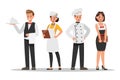 Restaurant staff characters design. Include chef, assistants, manager , waitress . Professionals team Royalty Free Stock Photo