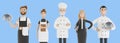 Restaurant staff: chef, cook, assistant, manager, waiter. Catering professionals in uniform.