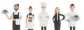 Restaurant staff: chef, cook, assistant, manager, waiter. Catering professionals in uniform.