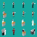 Restaurant Staff Isometric Set