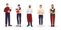 Restaurant staff team. Vector illustration. Waiters, chef, bartender and sommelier people cartoon characters set