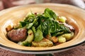 Salad with Lamb Meat and Zucchini on Rustic Style Hay Background Royalty Free Stock Photo