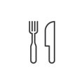 Restaurant symbol. Fork and knife line icon