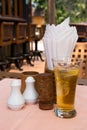 Restaurant table with beer Royalty Free Stock Photo