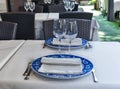 Restaurant table set exterior summer day Royalty Free Stock Photo