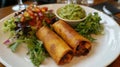 Restaurant Taquitos, Guacamole, Salad, Lunch Royalty Free Stock Photo