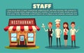 Restaurant team. Cartoon vector illustration.