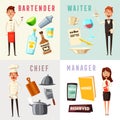 Restaurant team. Cartoon vector illustration.