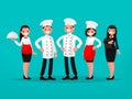 Restaurant team. Chef, cook, manager, waiter. Vector illustration