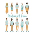 The restaurant team. Staff. Collection of isolate characters on a white background. Vector set of simply cartoon flat style Royalty Free Stock Photo