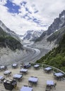 Restaurant terrace above glacier Mer de Glace Royalty Free Stock Photo