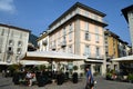 Restaurant terrace in the city of Como Royalty Free Stock Photo