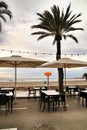 Restaurant with terrace on Santa Pola beach Royalty Free Stock Photo