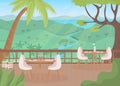 Restaurant terrasse at highland resort flat color vector illustration Royalty Free Stock Photo