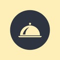 Restaurant tray icon. Vector illustration on round background