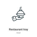 Restaurant tray outline vector icon. Thin line black restaurant tray icon, flat vector simple element illustration from editable