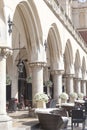 Restaurant under the arches of Cloth Hall, Krakow, Poland