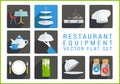 Restaurant utensil flat vector icons