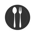 Restaurant utensil spoon plate fork. Vector stock