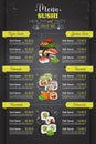 Restaurant vertical color sushi menu