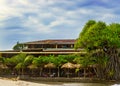 Restaurant Vista del Mar, beautiful tropical Caribbean beach, Cahuita, Costa Rica east coast Royalty Free Stock Photo