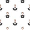 Restaurant waiter with a bow tie icon in cartoon style isolated on white background. Restaurant pattern stock vector Royalty Free Stock Photo