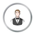 Restaurant waiter with a bow tie icon in cartoon style isolated on white background. Restaurant symbol stock vector Royalty Free Stock Photo