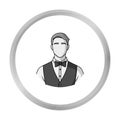 Restaurant waiter with a bow tie icon in monochrome style isolated on white. Restaurant symbol stock vector