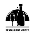 restaurant waiter icon, black vector sign with editable strokes, concept illustration Royalty Free Stock Photo