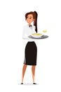 Restaurant waitress flat vector character