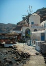 Restaurant with windmill in Santorini, Greece