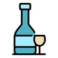 Restaurant wine bottle icon color outline vector