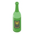 Restaurant wine bottle icon, isometric style