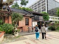 Restaurant in the Zen Japanese-style architectural courtyard (Taipei City Department of Penalties Building) Royalty Free Stock Photo