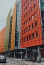 Restaurants at the base of Central Saint Giles multicoloured mixed-use development in High Holborn, London, UK Royalty Free Stock Photo