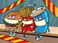 Restaurants are closed for a coronavirus epidemic quarantine.. sad fast food characters fries Cola Burger