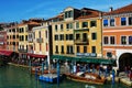 Restaurants on Grand Canal, Venice, Italy, Europe Royalty Free Stock Photo