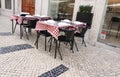 Summertime restaurant outdoor patio seating