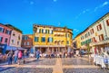 The restaurants on Piazza Giosue Carducci, Sirmione, Italy Royalty Free Stock Photo