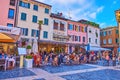 The restaurants on Piazza Giosue Carducci, Sirmione, Italy