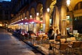 Restaurants at Placa Reial in winter night. Barcelona Royalty Free Stock Photo