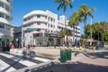 Restaurants and shops at the Lincoln Road boulevard in Miami Beach Royalty Free Stock Photo