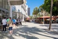 Restaurants and shops at the Lincoln Road boulevard in Miami Beach Royalty Free Stock Photo